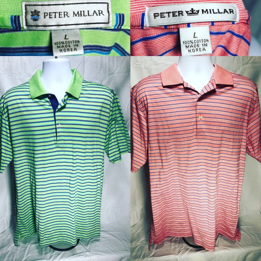 LOT OF 2 Peter Millar Golf Polo Shirts
